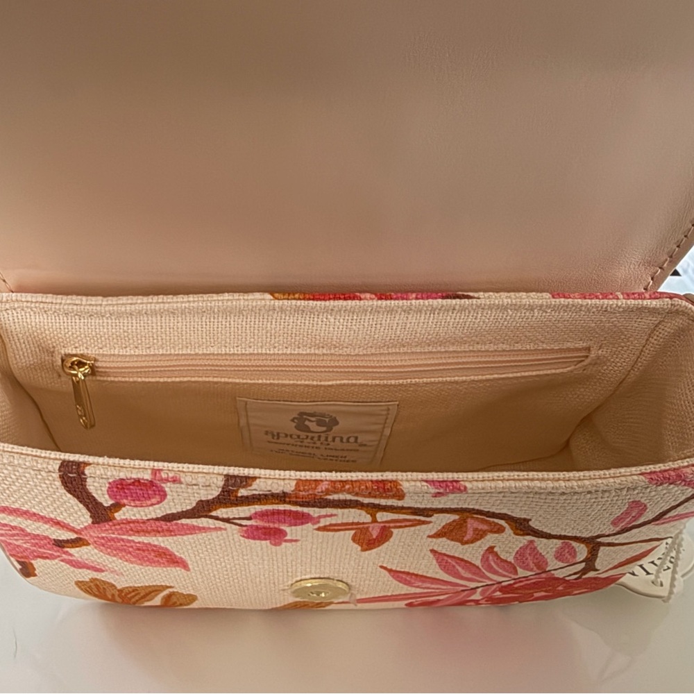NWT Spartina 449 Beige Leather & Floral Crossbody - Picture 11 of 13